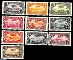 Lebanon 1930 Airmail Definitives 10v, Unused (hinged), Transport - Aircraft & Aviation - Airplanes