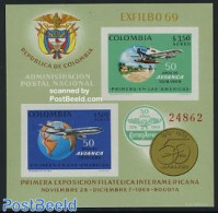 Colombia 1969 Avianca S/s, Mint NH, Transport - Various - Aircraft & Aviation - Globes - Airplanes