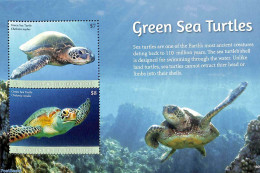 Saint Vincent 2018 Green Sea Turtles 2v M/s, Mint NH, Nature - Reptiles - Turtles - St.Vincent (1979-...)