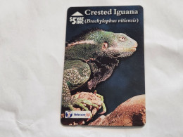 FIGI-(19FJC(0)b-FIJ-098-b)-Crested Iguana-(87)(1996)($5)(19FJC  000202)-(TIRAGE-40.000)-used Card+1card Prepiad Free - Figi