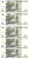 RUSSIE 10 RUBLES 1997(2004) UNC P 268 C ( 5 Billets ) 5 Prefixe Diff - Russia