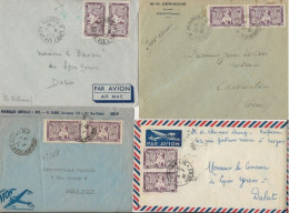 INDOCHINE  LOT DE 4 LETTRES AFFRANCHIES PAIRE N° 168 -CACHETS DIVERS -ANNEE 1947-51 - Lettres & Documents