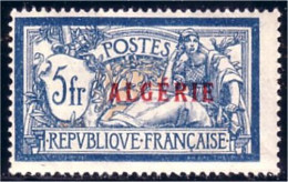 124 Algerie 5fr Bleu MLH * Neuf Tres Legere (ALG-106) - Other & Unclassified
