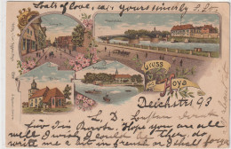 2812 HOYA, Lithographie, Lange Strasse, Rathskeller, Kirche, Weserbrücke - Nienburg