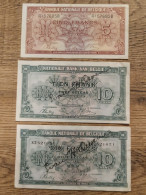 Lot Belgium: 1x P#121 5 Francs/1 Belga + 2x P#122 10 Francs/2 Belgas Met Onbekende Handtekening - Collections
