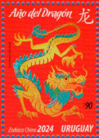 Uruguay 2024 ** Chinese Zodiac: Year Of The Dragon. Zodíaco Chino: Año Del Dragon. - Año Nuevo Chino