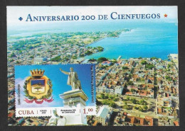 SE)2019 CUBA, 200TH ANNIVERSARY OF CINFUEGOS 1P, IMPERFORATED SS, MNH - Usati