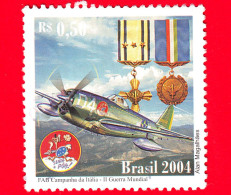 BRASILE - Usato - 2004 - Brasile Nella II Guerra Mondiale -Aeronautica Brasiliana - FAB - Italia - Aereo Thunderbolt P-4 - Used Stamps