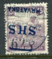 KINGDOM OF SHS 1918 Overprint Inverted On Hungary 15f Harvesters White Numerals Used. Michel 63 - Usati