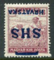 KINGDOM OF SHS 1918 Overprint Inverted On Hungary 3f Harvesters LHM / *. Michel 67 - Neufs