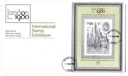 1980 London Stamp Exhibition MS (2) Unaddressed FDC Tt - 1971-1980 Decimal Issues