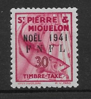 1941 Saint Pierre Et Miquelon N° Tx 46  Nf*  MLH. Timbre-taxe . Noël 1941 F.N.F.L. - Portomarken