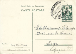 Luxembourg Luxemburg 1946 Echternach Ambulant Zug Bahnpost Postal Stationary Postcard - Enteros Postales