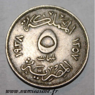 EGYPTE - KM 363 - 5 MILLIEMES 1938 (AH 1357) - TTB - Egypte