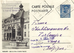 Luxembourg Luxemburg 1939 Rumelange-Noertrange Ambulant Zug Bahnpost Postal Stationary Postcard Dudelange - Entiers Postaux