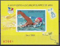 Olympics 1988 - Swimming - ROMANIA - S/S Imperf. MNH - Sommer 1988: Seoul