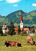 72644767 Fischen Allgaeu Ortsansicht Mit Kirche Viehweide Kuehe Weiherkopf Allga - Fischen