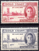 GOLD COAST/1946/MNH/SC#128-9/PEACE ISSUE / KING GEORGE VI / KGVI / PARLIAMENT BUILDING LONDON/ FULL SET - Costa D'Oro (...-1957)