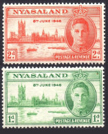 NYASALAND/1946/MNH/SC#82-3/PEACE ISSUE / KING GEORGE VI / KGVI / PARLIAMENT BUILDING LONDON/ FULL SET - Nyasaland (1907-1953)