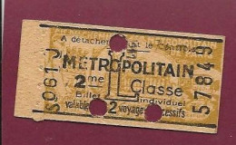 200224 - CHEMIN DE FER TICKET METROPOLITAIN 2me Classe 57849 - Pub Pour être Bien Rasé Lame RB - Europa