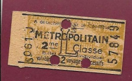 200224 - CHEMIN DE FER TICKET METROPOLITAIN 2me Classe 57849 - Pub Pour être Bien Rasé Lame RB - Europe