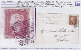 Ireland Antrim 1841 Front And Part Back To Dublin With Imperf 1d Red Plate 84 BH Tied "46" Diamond Of Ballymena - Autres & Non Classés