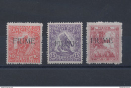 1918-19 Fiume, Francobolli Di Ungheria Soprastampati Fiume , 3 Valori , N° 1A/3 - Andere & Zonder Classificatie