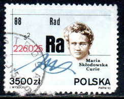 POLONIA POLAND POLSKA 1992 FAMOUS POLES MARIE SKLODOWSKA CURIE 3500z USED USATO OBLITERE' - Gebruikt