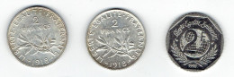 France, 2 Francs 1918 Argent (2×) +1× Droits De L'homme, 50 Ans 1998 SUP, - Sammlungen