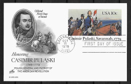 1979 Joint USA And Poland, FDC POSTAL STATIONARY USA: Death General Pulaski - Emissions Communes