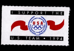 USA 1994, Label Vignette Support The US Team United States - Invierno 1994: Lillehammer