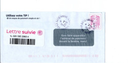 Lettre Suivie - Ciappa Autoadhésif - 1217A - Rose Carminé - Rare Sur Lettre - Oblitérée Cachets Ronds - Cote 10 Euros - Covers & Documents