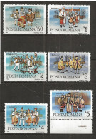 Romania 1986 New Year Customs."Capra", "Sorcova", "Plugușorul", "Buhaiul", "Căiuții", "Urătorii" Mi  4312 -4317  MNH(**) - Unused Stamps