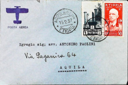 ITALIA - COLONIE -  ETIOPIA + ERITREA Lettera Da ADDIS ABEBA Del 1937- S6179 - Aethiopien