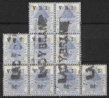 S. AFRICA.." O.F.S..."..VICTORIA..(1837-01.).." 1900.."...SG105 . UNEVEN  X BLOCK OF 9....TONE SPOTS..PERF SPLIT ..USED. - Orange Free State (1868-1909)