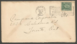 1933 Cover 1c Medallion Royal Winter Fair Slogan Toronto Ontario Local - Storia Postale