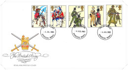 1983 British Army Uniforms Unaddressed FDC Tt - 1981-1990 Em. Décimales