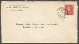 1931 Bell Thread Corner Card Cover 2c Arch CDS Hamilton Ontario - Postal History