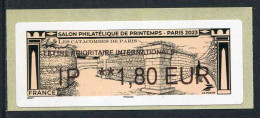 LISA De 2023 - "LETTRE PRIO. INT. IP **1,80 EUR - SALON PHIL. DE PRINTEMPS - LES CATACOMBES DE PARIS" - 2010-... Abgebildete Automatenmarke