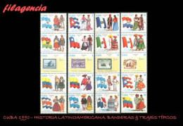 CUBA MINT. 1990-23 HISTORIA LATINOAMERICANA. V CENTENARIO DESCUBRIMIENTO DE AMÉRICA. TRAJES TÍPICOS & BANDERAS - Ongebruikt