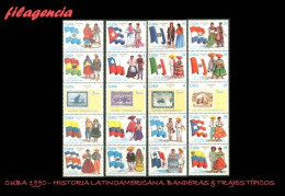 CUBA MINT. 1990-23 HISTORIA LATINOAMERICANA. V CENTENARIO DESCUBRIMIENTO DE AMÉRICA. TRAJES TÍPICOS & BANDERAS - Ungebraucht