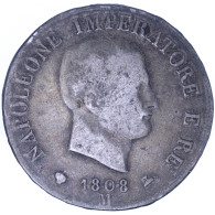 Premier-Empire-Royaume D'Italie 5 Lire Napoléon Ier 1808 Milan - Napoleontisch