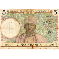 AFRIQUE OCCIDENTALE FRANCAISE - PICK 21 - 5 FRANCS - 12/03/1936 - TB - Other - Africa