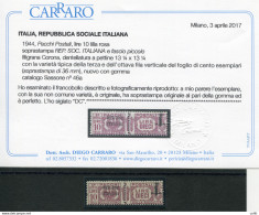 Pacchi Postali Lire 10 "Fascetto" Soprastampa Di Mm. 36 - Neufs