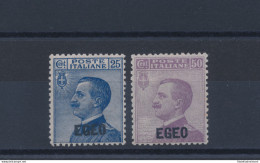 1912 EGEO , Francobolli D'Italia Del 1908 Soprastampati EGEO, N° 1/2 ,  2 Valor - Egeo