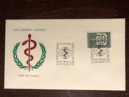 FINLAND FDC COVER 1964 YEAR WHO OMS  HEALTH MEDICINE - Lettres & Documents