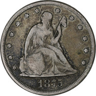 États-Unis, 20 Cents, Seated Liberty, 1875, Carson City, Argent, B+ - E.Cents De 2, 3 & 20