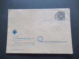 SBZ Ost Sachsen Mi.Nr.51 EF Drucksache Firmenumschlag Blaues Kreut S. Immenkamp Verbandstoff Fabrik Werdau Leubnitz - Lettres & Documents