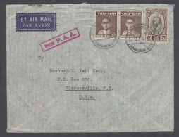 SIAM. 1947 (17 Nov). BKK / GPO - USA. Airmail Fkd Env. Per PAA Air Violet Cachet. VF. - Siam