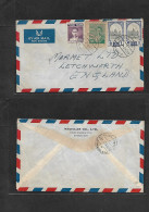 SIAM. 1948 (14 July) BKK - England, Letchworth. Air Multifkd Envelope, 3 Diff Mixed Issues. VF Unusual. - Siam